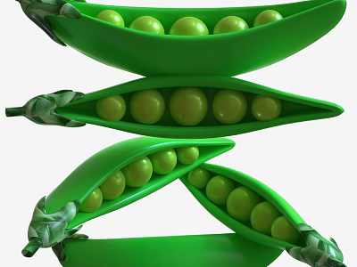 Fresh Green Open Pea Pods With Plump Juicy Peas Healthy Food Close Up 3d model