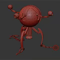 Sci Fi Blue Spherical Robot Creature With Mechanical Arms And Legs 3d model
