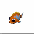Cute Orange Cartoon Fish With Big Eyes On Blue Background