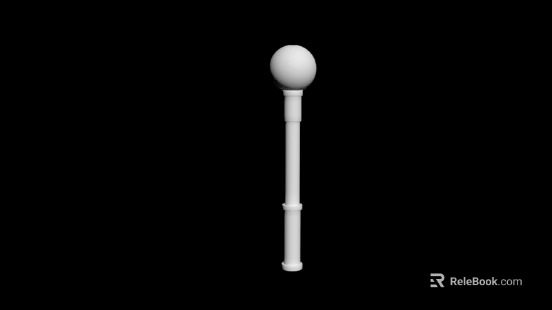 White Cylindrical Hardware Tool With Top Sphere For Decorative Building Applications 3d model 