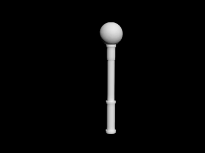 White Cylindrical Hardware Tool With Top Sphere For Decorative Building Applications 3d model