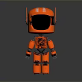 Cute Orange Robot Toy Figure With Smiling Black Face Red Antennas And Shiny Surface