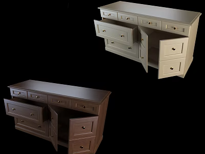 Modern Home Dressers In Light And Dark Colors With Multiple Drawers And Storage 3d model