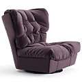Single Purple Velvet Tufted Sofa with Plush Backrest and Black Base for Modern Living Room