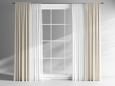 Curtain Cream Wind Curtain Silent Wind Curtain Living Room Curtain Bedroom Curtain Cloth Curtain Gauze Curtain 3d model