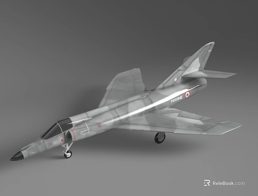 Detailed Gray Camouflage Fighter Jet Model With Streamlined Design Cockpit And Landing Gear 3d model 
