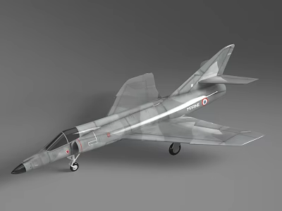Detailed Gray Camouflage Fighter Jet Model With Streamlined Design Cockpit And Landing Gear 3d model
