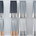 Multiple Color Block Curtains With Sheer Inner Layers And Elegant Drape For Home Decor 3d model