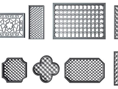 Various Traditional And Modern Lattice Window Designs With Different Shapes And Patterns 3d model