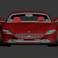 Red Sports Car With Modern Sleek Exterior And Golden Alloy Wheels Design