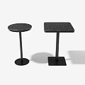 Modern Minimalist Side Tables With Round And Square Black Speckled Surface And Metal Base