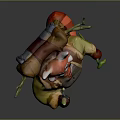 Anthropomorphic Red Fox Character With Twigs On Back Wearing Vest And Striped Pants