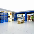 Meng Zhi Lan Liquor Specialty Store with Blue Facade Glass Doors and Display Shelves