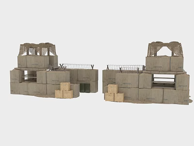 Industrial Storage Equipment With Mesh Covers Stacked Crates And Platform Structures 3d model