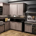 Modern Light Wooden Kitchen Cabinets With Stove Sink Countertop And Range Hood