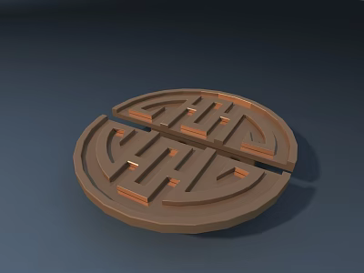 Round Decorative Handle with Intricate Geometric Patterns and Traditional Design Elements 3d model