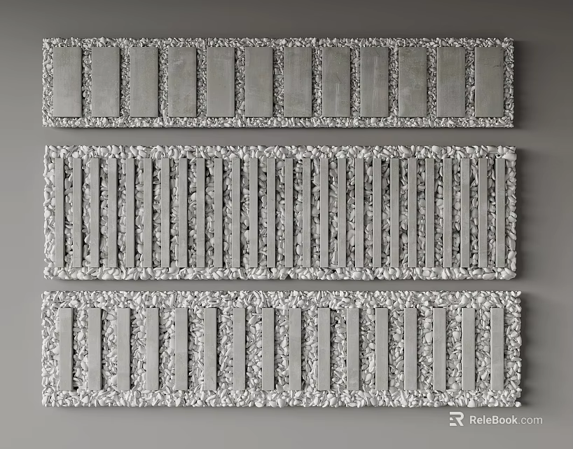 Different Patterns Of Stepping Stones With Gravel 3d model 