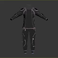 Futuristic Black Stylish Outfit With High Neck Metallic Armor Sleeves And Pink Accents