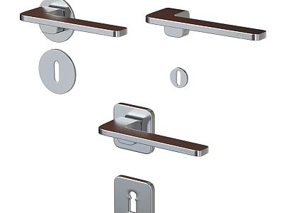 Modern Swing Door Hardware With Metal Handles And Lock Components 3d model