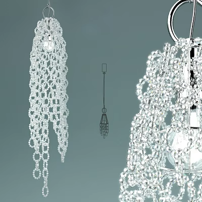 Sparkling Crystal Chandelier With Intricate Crystal Beads And Elegant Hanging Design 3d model