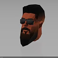 Low Poly Male Character Head With Black Hair Sunglasses Beard And Red Black Gradient