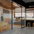 Modern Bubble Tea Shop Interior With Stylish Bar Counter Drink Displays And Green Plants