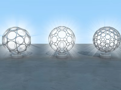Elegant Contemporary Spherical Table Lamps With Perforated Circular Holes And Lighting Effects 3d model