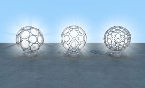 Spherical Sculpture of Modern Table Lamp 3d model