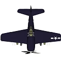 Dark Combat Fighter Jet Equipped With Propeller And Star Insignias