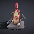Cartoon Scene With Vintage Red And Yellow Texaco Gas Pump On Concrete Base