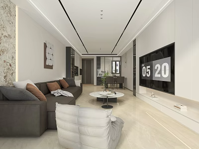 Modern Open Plan Living And Dining Room With Sleek Furniture And Bright Spacious Layout 3d model