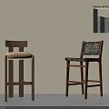 Natural Wooden Bar Stools With Rattan Seats For Peaceful Home Living Space