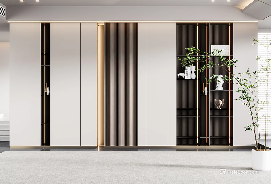 Modern Wardrobe Design With Glass Doors Metal Frames And Internal Storage 3d model