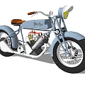 Vintage Burley Motorcycle In Light Blue With Brown Seat And Headlight