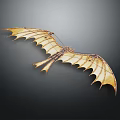 Pterosaur Model With Extended Wings Brown Yellow Texture Skeleton Structure Dark Background 3d model