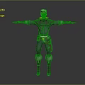 Anime Style 3D Male Character Model With Dark Outfit Belt And Boots Arms Outstretched