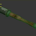 Fragmentation Hand Grenade With Metal Body And Worn Rusted Wooden Handle