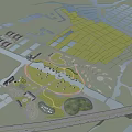 Birds Eye View Planning with Green Areas Water Features Road Networks and Buildings