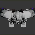 Futuristic Game Movie Character Robot With White And Teal Mechanical Structure Standing Pose