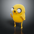 Yellow Cartoon Game Movie Character With Big Eyes Standing Pose And Round Body