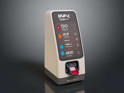 WAX Device With Fingerprint Scanner And Screen Displaying CICO ROT SPIRA HOO Options 3d model