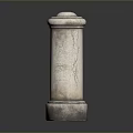 Modern Stone Column Interior Design With Cracked Surface And Smooth Base 3d model