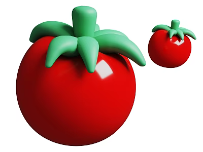 Vibrant Red Tomatoes with Fresh Green Leaves Large and Small Food Produce 3d model