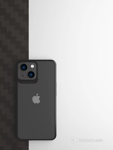 Sleek Black iPhone Back Design Featuring Dual Camera Setup And Apple Logo On Textured Background 3d model 