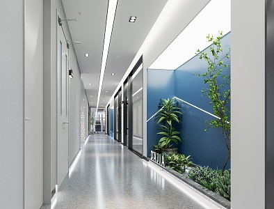 Modern company aisle office corridor 3d model