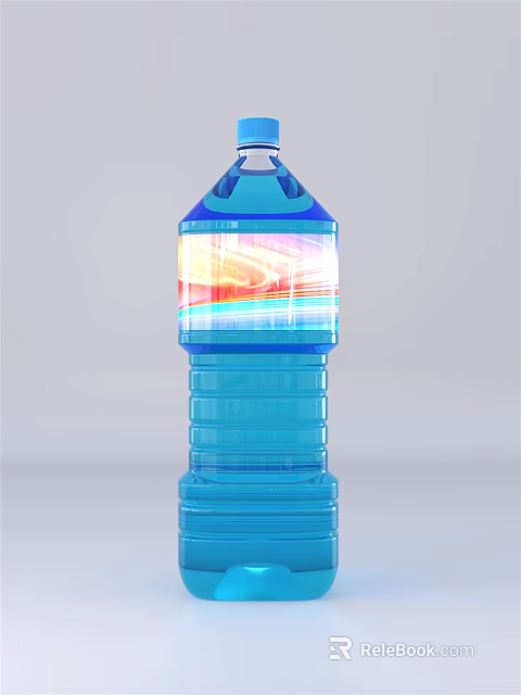 Large Blue Plastic Bucket For Daily Washing Products With Colorful Stripes Design 3d model 