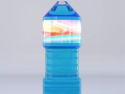 Large Blue Plastic Bucket For Daily Washing Products With Colorful Stripes Design 3d model