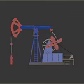 Commercial Oil Pump Jack Equipment With Red And Blue Rotating Arm And Stand