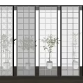Modern Glass Room Dividers With Various Patterns For Interior Space Separation 3d model