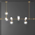 Modern Chandelier Design With Golden Metal Rods And Round Glass Globes